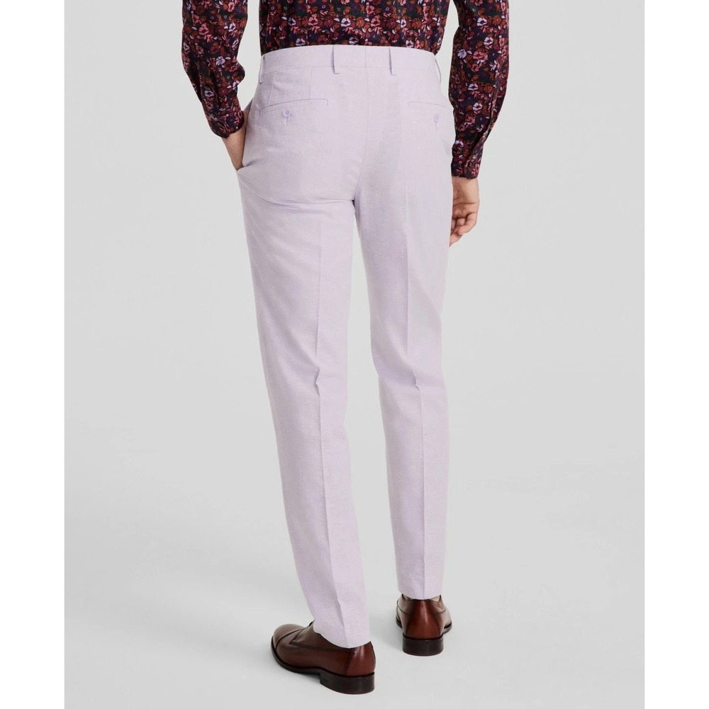 Bar III Men's Suit Dress Pants Slim-Fit Linen Cotton 30W 30L Purple Imperfection